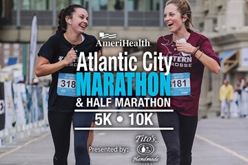 AmeriHealth Atlantic City Marathon & Half Marathon - Two ladies running in a race on Atlantic City Boardwalk