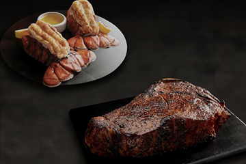 Morton's The Steakhouse Twin Cold Water Lobster Tails and Bone in NY Strip Platters.