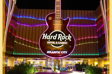 Hard Rock Hotel and Casino Atlantic City Resort Guitar Sign in Entrance.