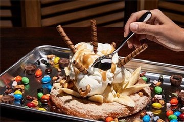 Wild Honey BBQ Ice Cream Dessert on tray with candy